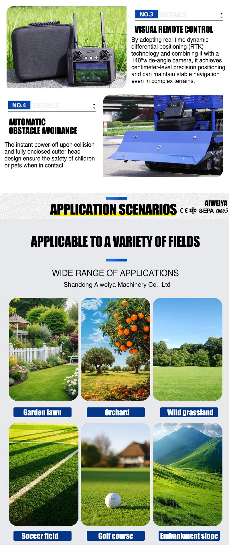 Customized Remote Control Lawn Mower with 550mm Cutting Width Suitable for Garden Lawns