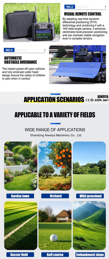 Customized Remote Control Lawn Mower with 550mm Cutting Width Suitable for Garden Lawns