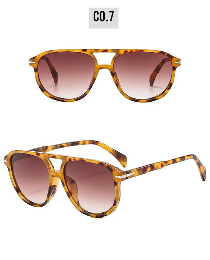 SO&EI Retro Double Bridges Pilot Men Rivets Sunglasses Fashion Brand Designer Women Luxury Sun Glasses Blue Orange Shades UV400