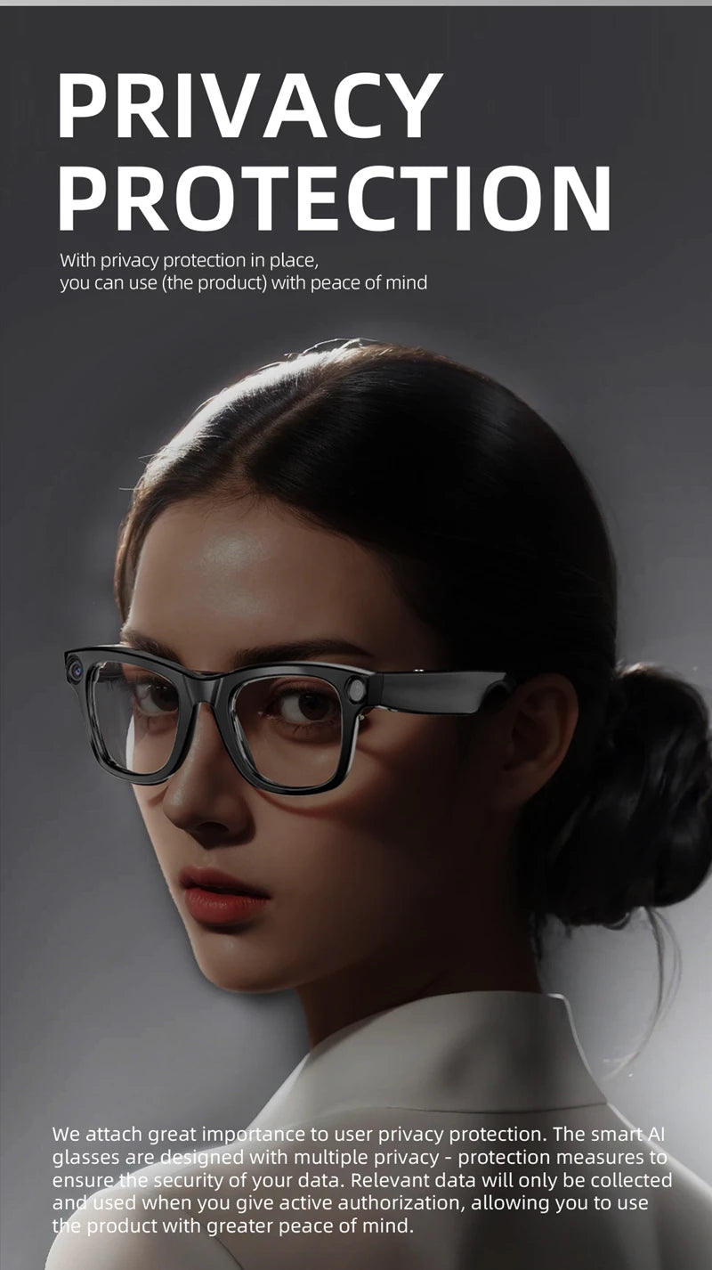 Xiaomi Mijia Smart AI Glasses 800W pixel AI Shooting Camera HD Photo Video Voice Call Translation Waterproof Bluetooth Glasses