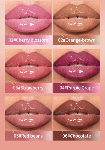 QIBEST Watery Crystal Clear Jelly Lip Oil Lip Balm Moisturizing Smoothing Lip Lines Jelly Pout Lip Gloss Glass Tinted Lip Glaze