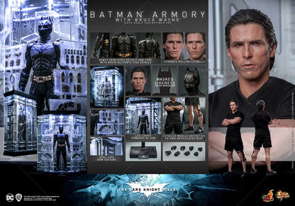 HOTTOYS HT MMS702 1/6 Batman Armory With Bruce Wane Action Figure Transparent Display Platform Decoration 12" Full Set Soldier
