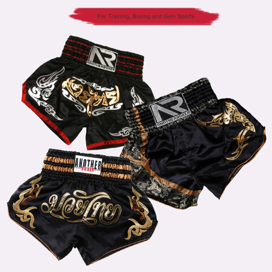 Boxing Shorts for Men Women Children, High Grade Muay Thai Man, Black BJJ Shorts, ONE Championship Quick-Dry Training MMA Pants