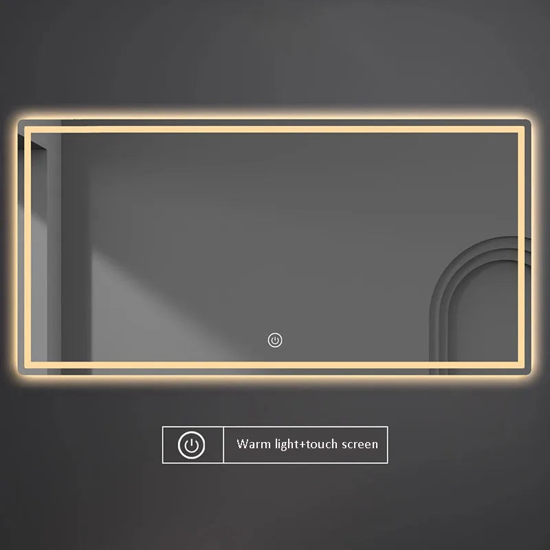 Rectangle Smart Mirror Touch Screen LED Bathroom Mirrors High Definition Anti Fog Wall Mounted Lighted Mirror Espejos De Baño