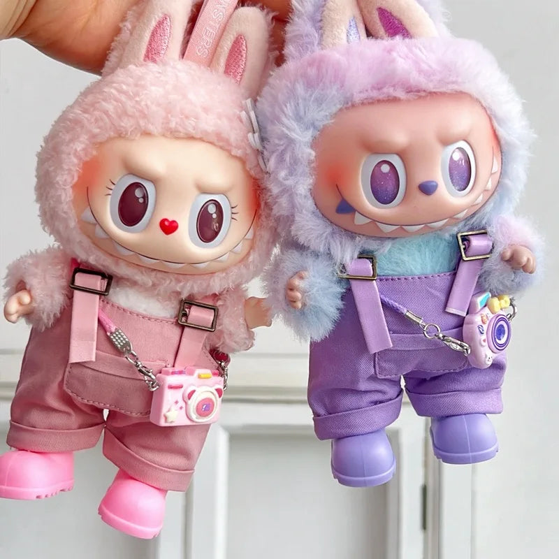 For Labubu clothing set includes headphones  waist belt pants  and accessories