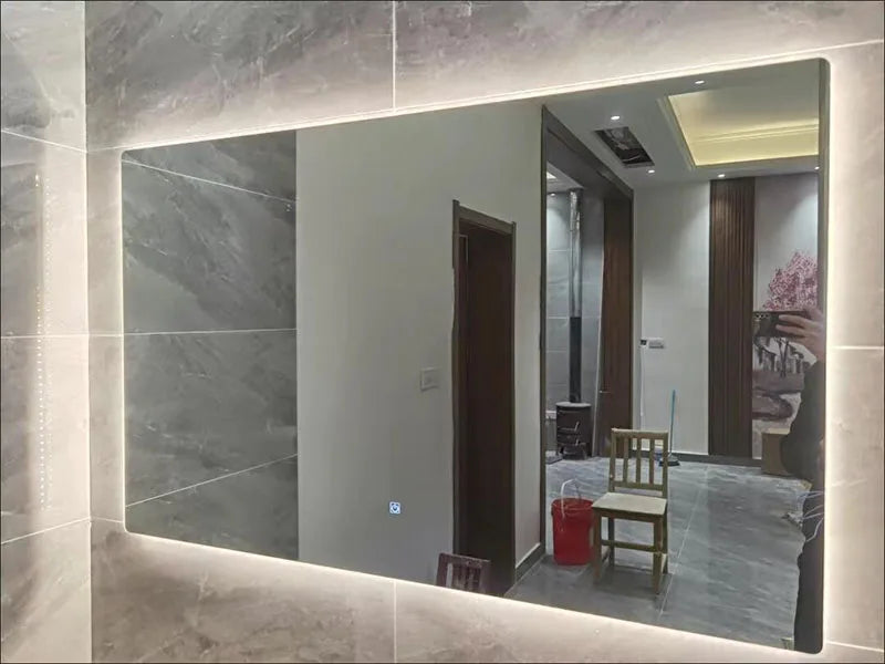 Rectangle Smart Mirror Touch Screen LED Bathroom Mirrors High Definition Anti Fog Wall Mounted Lighted Mirror Espejos De Baño