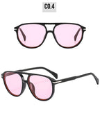 SO&EI Retro Double Bridges Pilot Men Rivets Sunglasses Fashion Brand Designer Women Luxury Sun Glasses Blue Orange Shades UV400