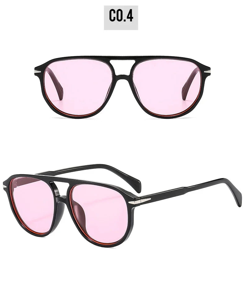 SO&EI Retro Double Bridges Pilot Men Rivets Sunglasses Fashion Brand Designer Women Luxury Sun Glasses Blue Orange Shades UV400