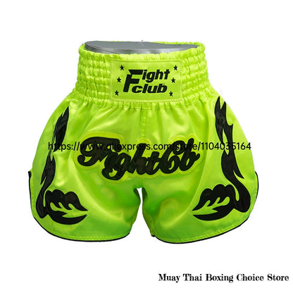 Muay Thai Shorts Thailand Embroidery Boxing Shorts Men Women Kids Satin MMA Clothes Gym Grappling Cage Fight Kickboxing Pants