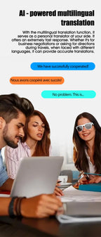 Smart Glasses for Men Women Translation Earphones AI Voice Assistant Sunglasses HD Camera Function Photo Video Music Glasses