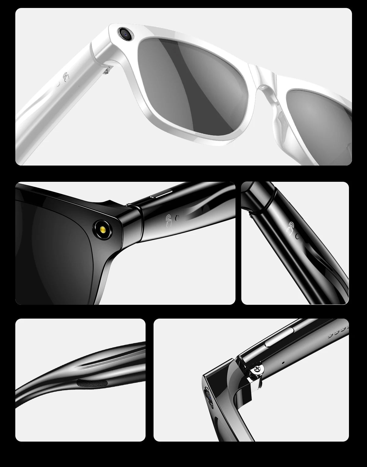 Smart Glasses for Men Women Translation Earphones AI Voice Assistant Sunglasses HD Camera Function Photo Video Music Glasses