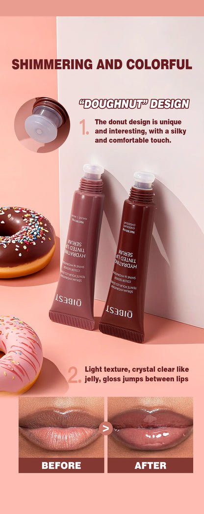 New Nude Red Bean Clear Water Gloss Glass Lip Gloss Moisturizing Chocolate Mirror Gloss Plumping Lip Tint Lip Cream Makeup 12g