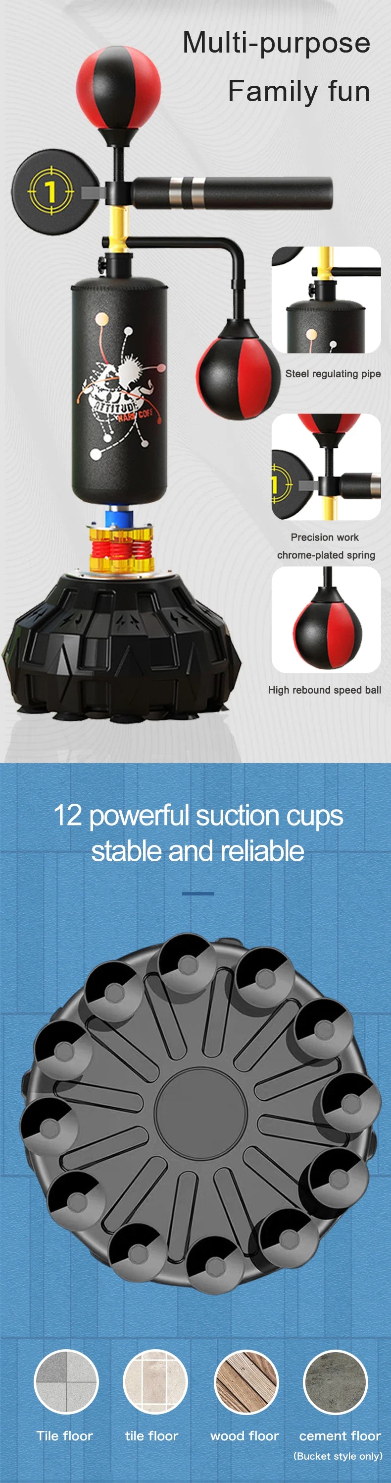 Adult Vertical Sandbag Reaction Target PU Material Punching Bags Rotating Dodge Training Equipment for Boxing and Martial Arts