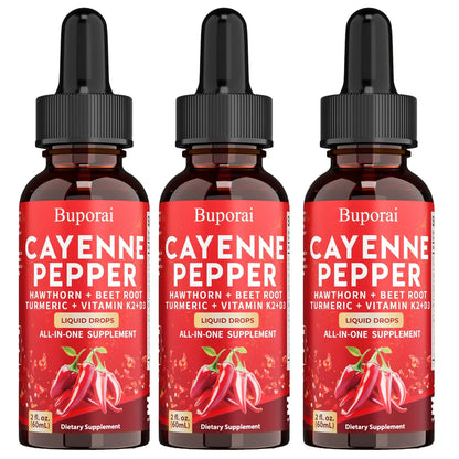 60ml Cayenne Pepper Drops - Heart Health, Immunity, Improves Digestion - Gluten-free, Non-GMO