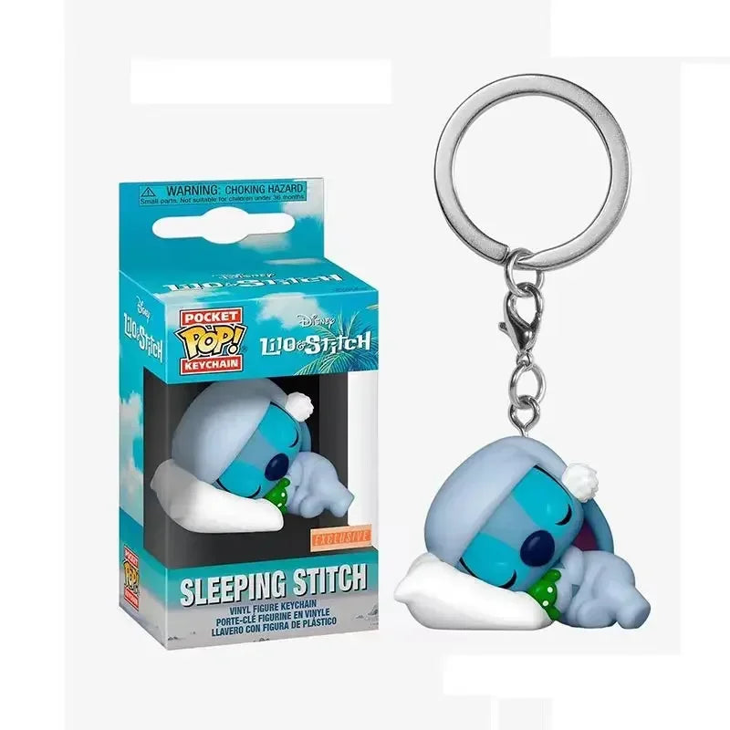 FUNKO POP Disney HULA STITCH ELVIS SLEEPING STITCH IN BATHTUB Summer STITCH Keychain Toy TIKI STITCH LILO SCRUMP Keyring Toys