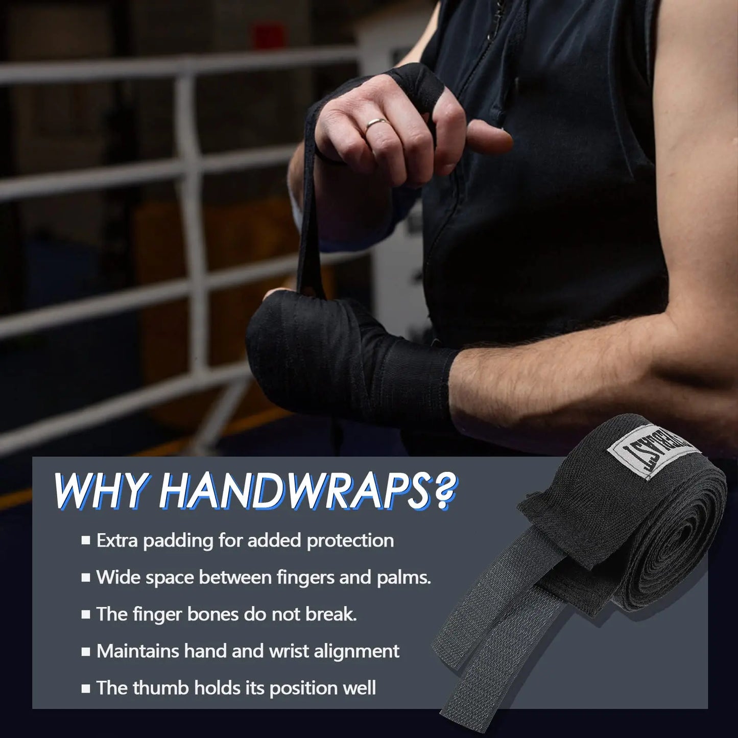 Cotton Boxing Bandages  Soft & Elastic Hand Wraps for Sanda, Muay Thai, Karate - Protects Fists Wrists & Enhances Fitness