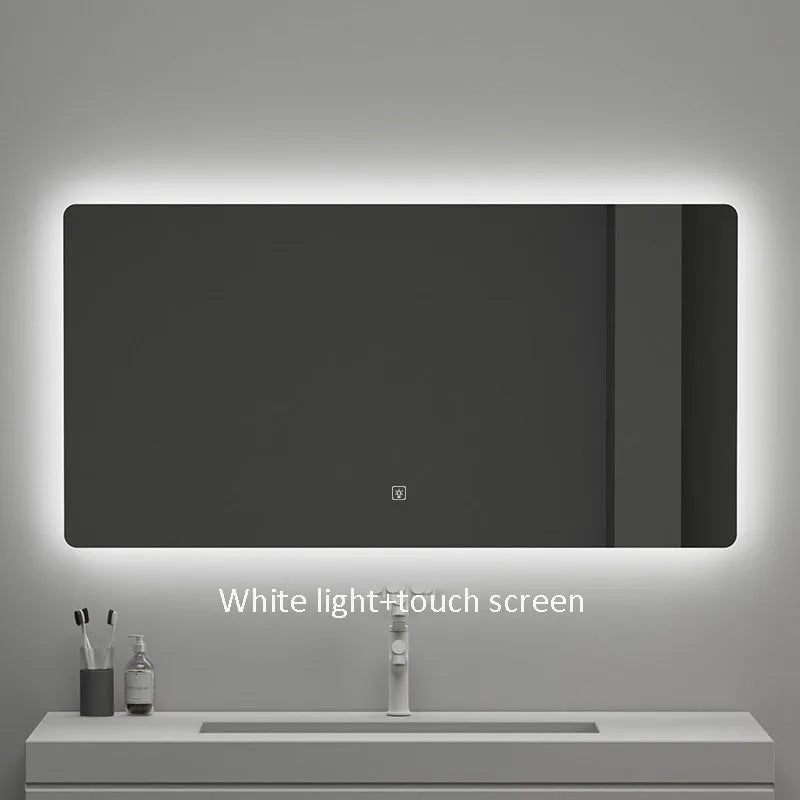 Rectangle Smart Mirror Touch Screen LED Bathroom Mirrors High Definition Anti Fog Wall Mounted Lighted Mirror Espejos De Baño