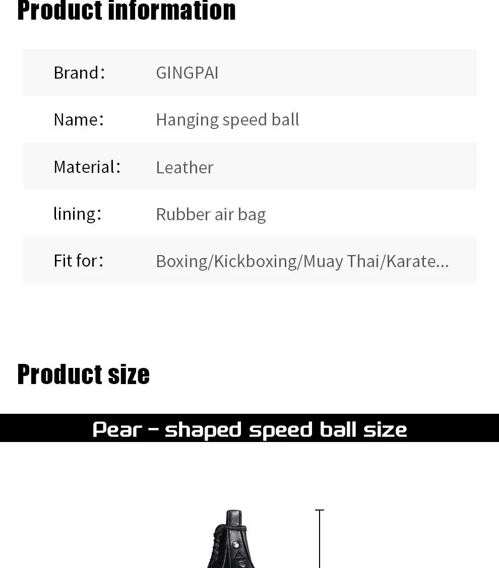 High Quality Fight Boxing Training Punching Bag Fitness Muay Thai Reaction Speed Ball Pear Inflatable Boxing Bag Equipment