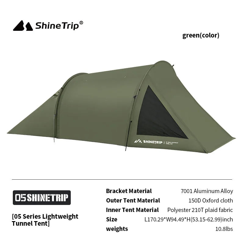ShineTrip A491 Lightweight Double Camp Tunnel Tent Portable Large Space Multifunctional Sunscreen Oxford Motorcycle Travel Tent