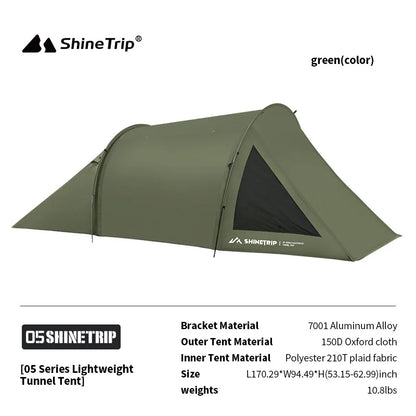 ShineTrip A491 Lightweight Double Camp Tunnel Tent Portable Large Space Multifunctional Sunscreen Oxford Motorcycle Travel Tent