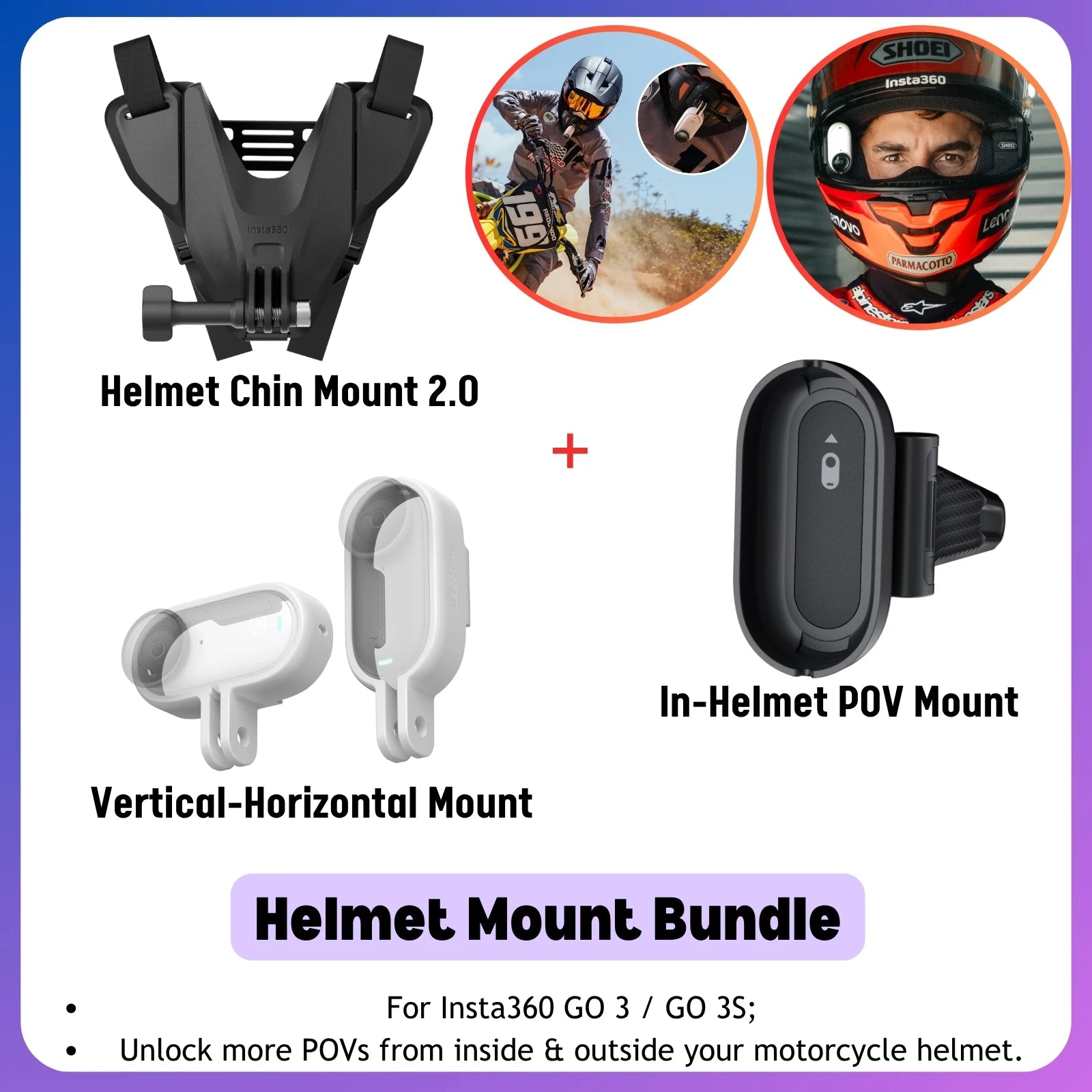 Insta360 GO 3S In-Helmet POV Mount Clip Helmet Holder For Insta 360 GO 3 GO3S Original Motorcycle Helmet Accessories