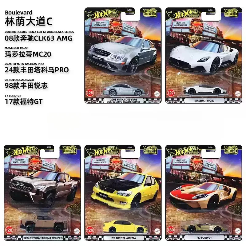 Original Hot Wheels Premium Car Boulevard 1/64 Diecast Boys Toys Mercedes Benz Maserati MC20 Toyota Tacoma Altezza Ford GT Gift