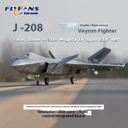 Flyfans Dual Engine 70mm J-20g Jet Fighter Weilong Assembled Fixed Wing Model Aircraft Fire Fan Rc Plane Chengdu J20