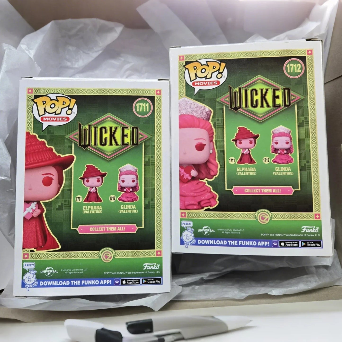 Funko Pop Wicked Figure Elphaba Glinda Valentine #1711 1712 4.65 inches tall Figures Collectible Limited Edition Model Toy Gift