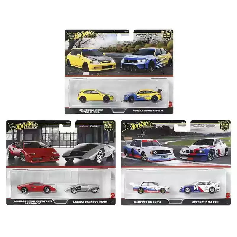 Original Hot Wheels Premium Car Culture 1/64 Diecast Vehicles BMW M3 GTR Lamborghini Countach LP5000 Honda Civic Type Boys Toys