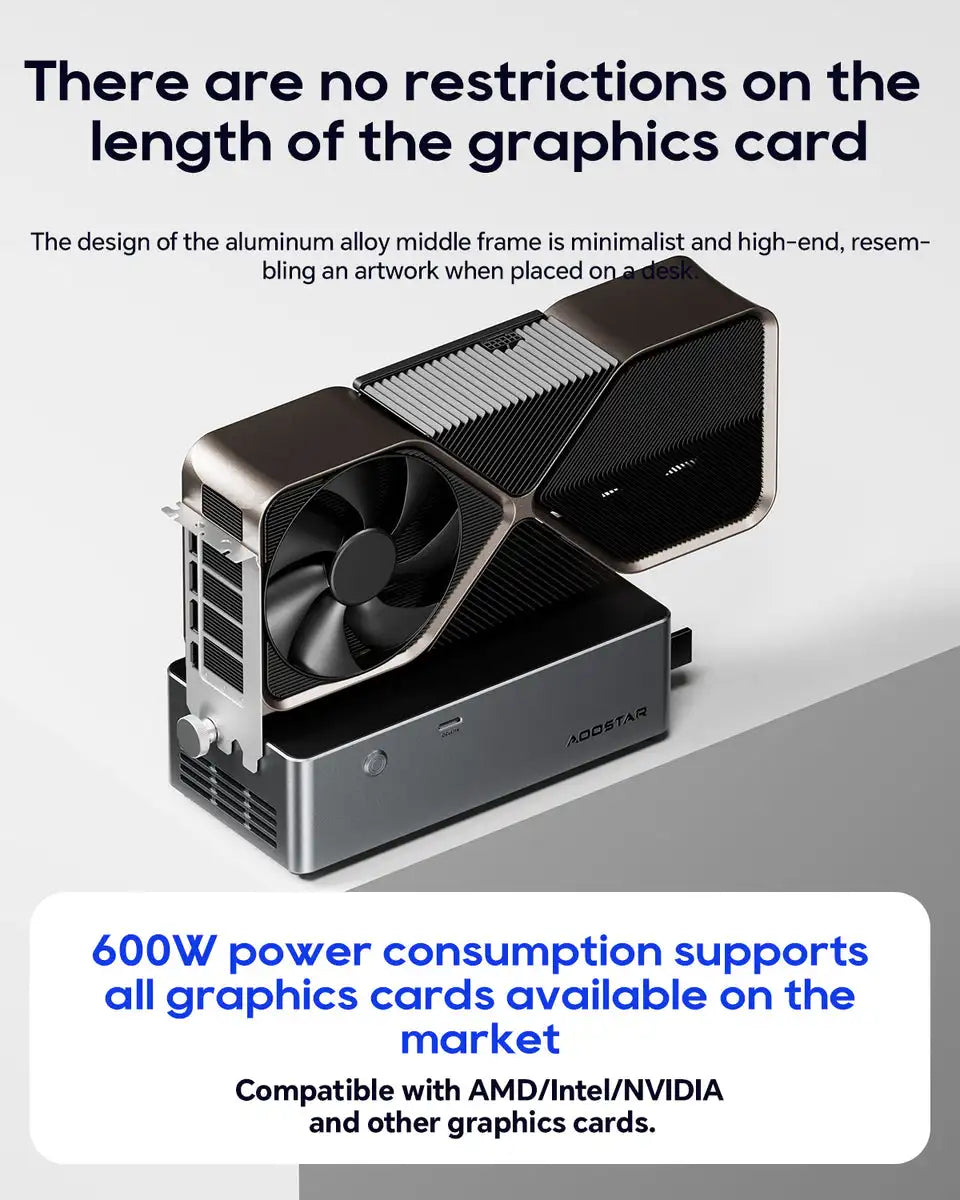 AOOSTAR AG01 EGPU Dock with OCulink Port,Built-in 800W Power Supply External Graphics Card Supports TGX hot-swap,PCIe 4.0 x4