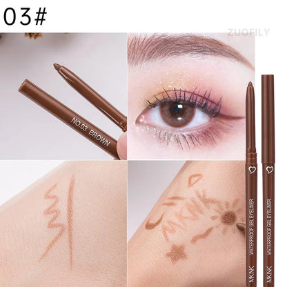 Waterproof Black Brown Eyeliner Pencils Smudge-Proof Long Lasting Easy To Wear Eye Liner Gel Matte Quick Drying Eyeliner Pen