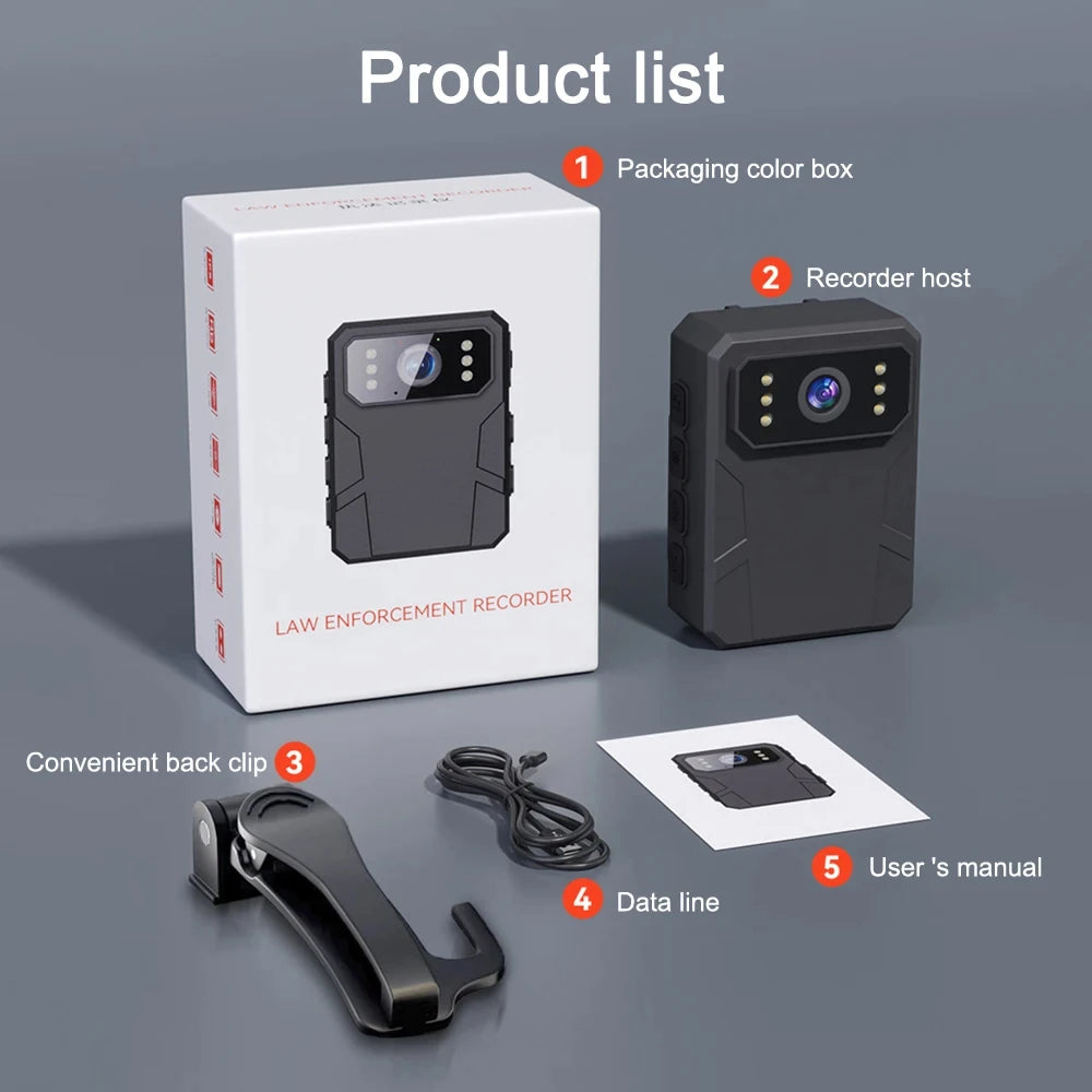 4K HD 2.0 inch Mini Camera Bodypack Camera Wearable Portable Body Camera Police Recorder Action Camera Law Enforcement Recorder