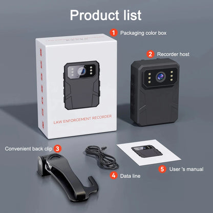 4K HD 2.0 inch Mini Camera Bodypack Camera Wearable Portable Body Camera Police Recorder Action Camera Law Enforcement Recorder