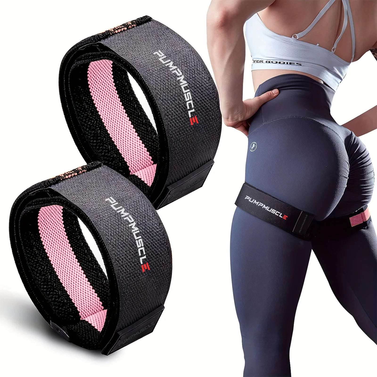 2pcs Adjustable Leg Blood Flow Restriction Bands – Enhance Muscle Growth & Strength, Ideal for Leg Workouts, Glute Exercises