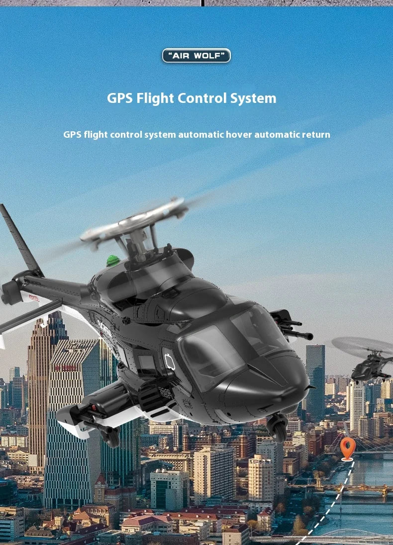 Yuxiang F02s Flying Wolf Armed Helicopter Rc Remote Control Aircraft Gps Positioning Automatic Return 1:34 Aircraft Model