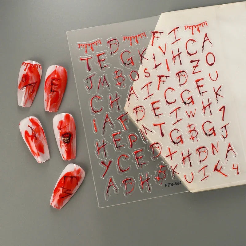 2/1Pcs Pumkin Spider Web Nail Stickers Halloween Ghost Nail Art Decals Adhesive Gel Decals Sliders Tattoo Manicure Decorations