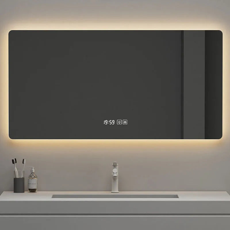 Rectangle Smart Mirror Touch Screen LED Bathroom Mirrors High Definition Anti Fog Wall Mounted Lighted Mirror Espejos De Baño