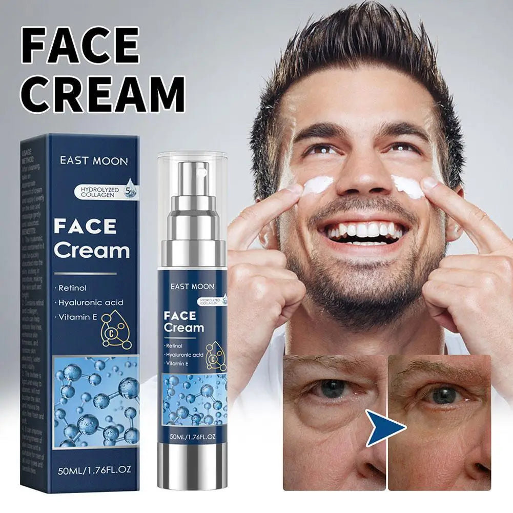 50ml 6-in-1 Men Facial Moisturizer Cream Hydrating Revitalizing Skin Care Particle Face Cream With Collagen Anti Aging & Wrinkle