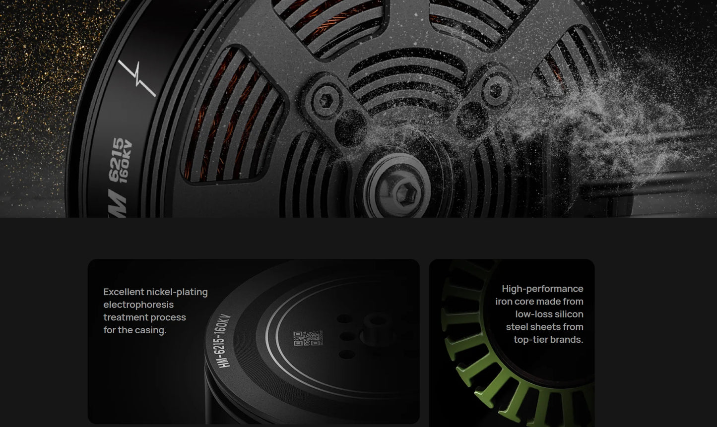 Hobbywing HM 6215 160KV HP Industry Brushless Motor Max thrust 9.2kg Direct Drive Motor Drone Outrunner Multi-rotor Accessories