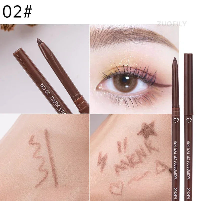 Waterproof Black Brown Eyeliner Pencils Smudge-Proof Long Lasting Easy To Wear Eye Liner Gel Matte Quick Drying Eyeliner Pen