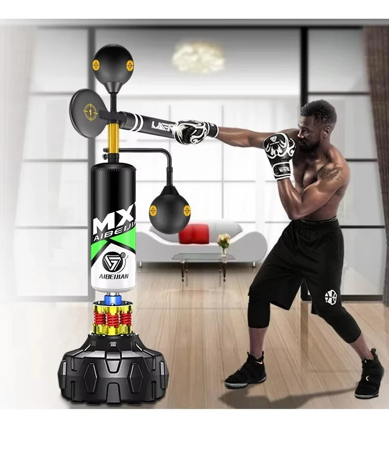 360° Boxing Speed Trainer Punching Bag Spinning Bar Training Boxing Ball With Reflex Bar Adjustable Two Ballsversatile Workouts
