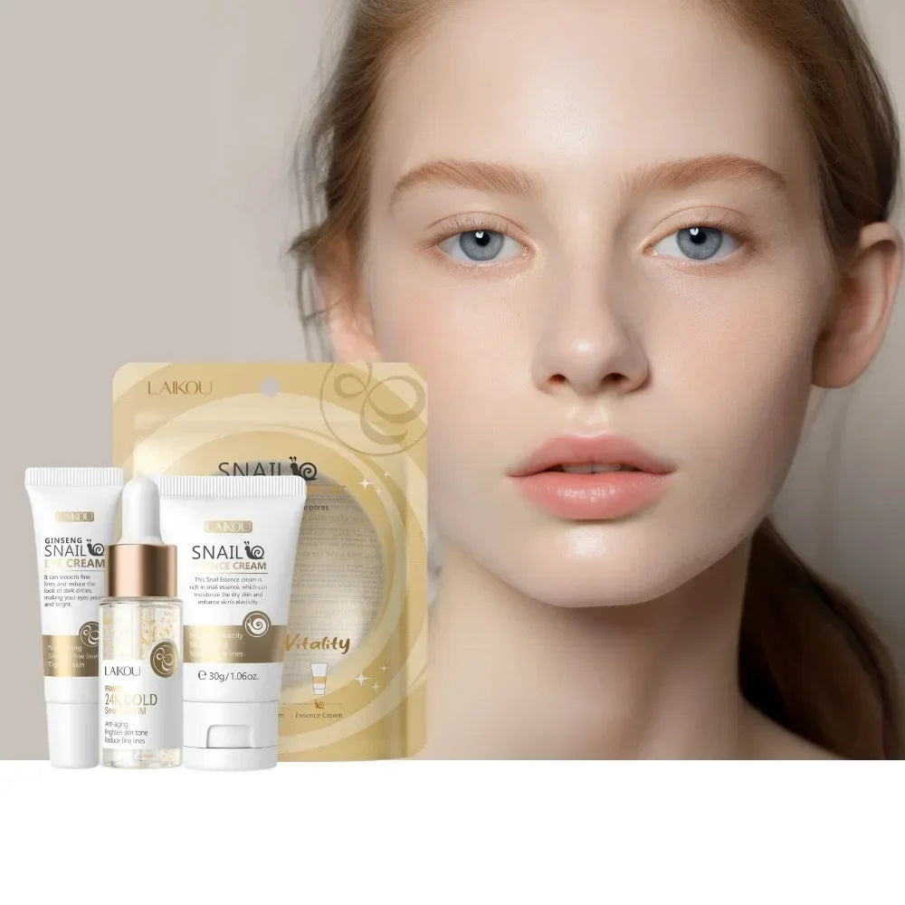 3pcs/Set LAIKOU Vitamin C Facial Set for Hydrating Moisturizing Whitening and Brightening