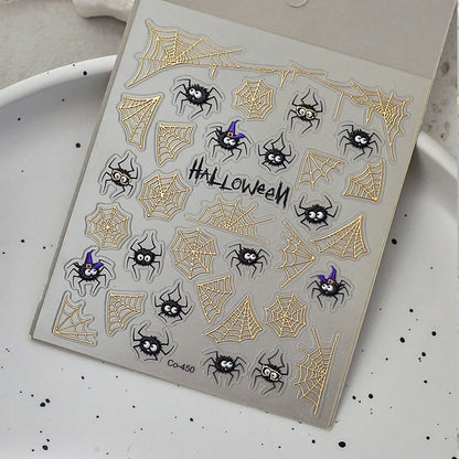 2/1Pcs Pumkin Spider Web Nail Stickers Halloween Ghost Nail Art Decals Adhesive Gel Decals Sliders Tattoo Manicure Decorations
