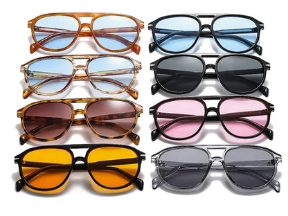 SO&EI Retro Double Bridges Pilot Men Rivets Sunglasses Fashion Brand Designer Women Luxury Sun Glasses Blue Orange Shades UV400