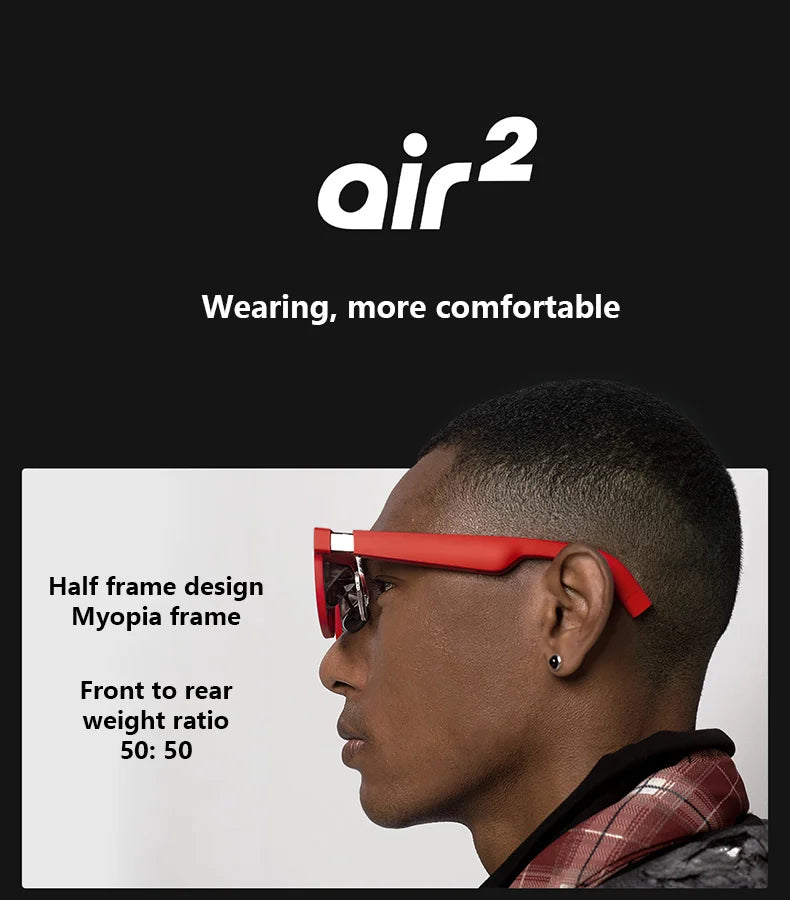 Original XREAL Air 2 Smart AR Glasses with Micro OLED Screen 120Hz 1080P 130 Inch Space Giant Screen Ultra Giant Screen Glass