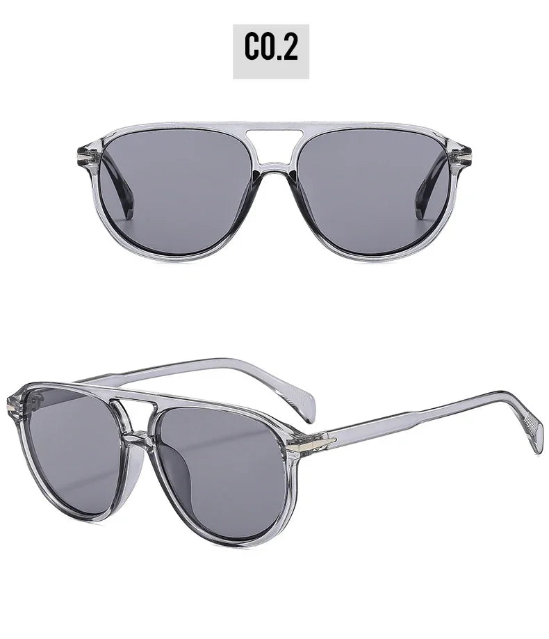 SO&EI Retro Double Bridges Pilot Men Rivets Sunglasses Fashion Brand Designer Women Luxury Sun Glasses Blue Orange Shades UV400