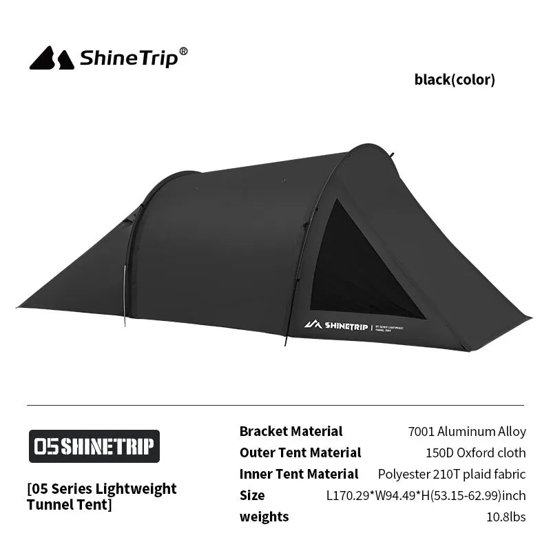 ShineTrip A491 Lightweight Double Camp Tunnel Tent Portable Large Space Multifunctional Sunscreen Oxford Motorcycle Travel Tent