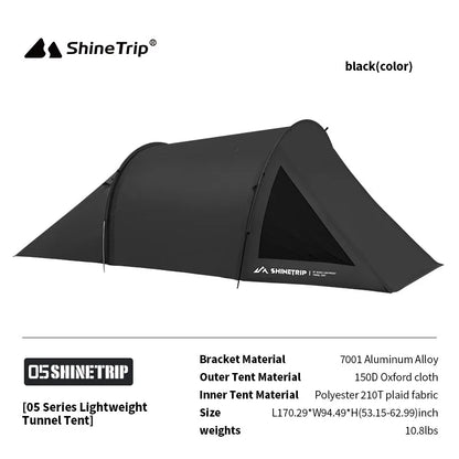 ShineTrip A491 Lightweight Double Camp Tunnel Tent Portable Large Space Multifunctional Sunscreen Oxford Motorcycle Travel Tent
