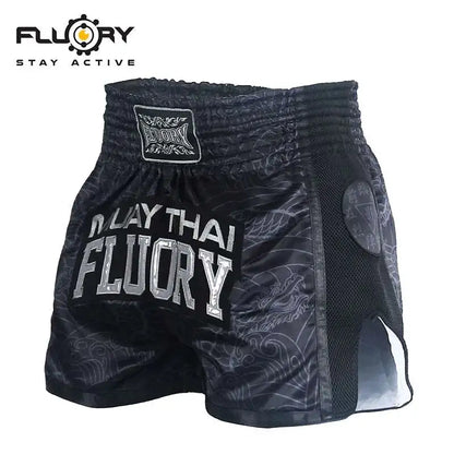 FLUORY Style Muay Thai Shorts Print Free Combat Mixed Martial Arts Boxing Training Match Pants Leisure Style