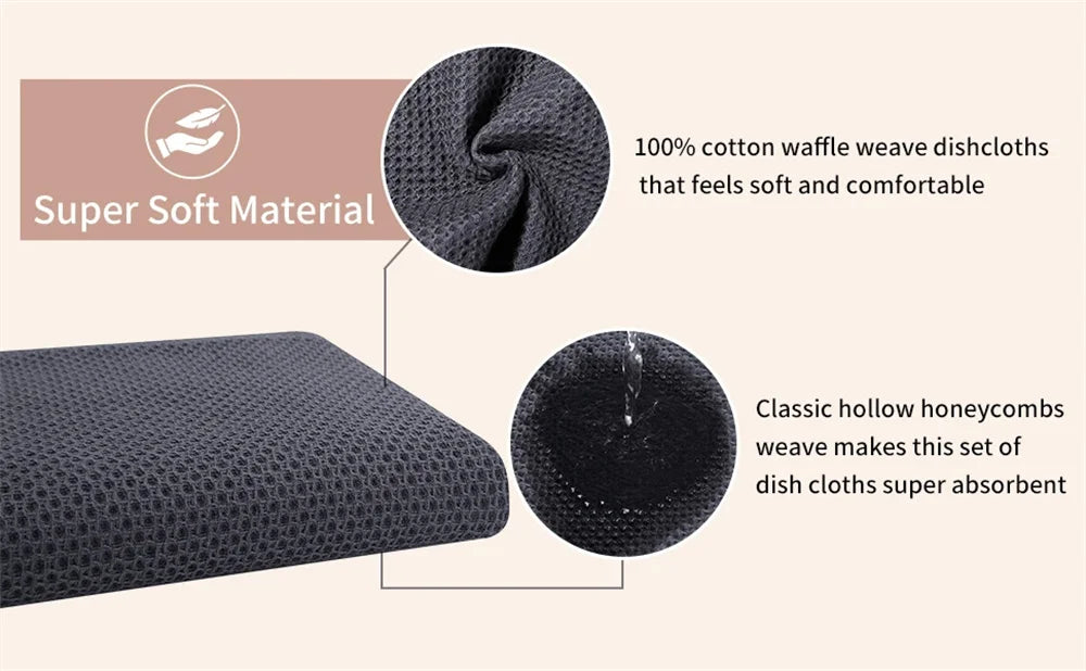 Olanly Cotton Towel Soft Absorbent Dishcloth Kitchen Dish Towels Honeycomb Breathable Face Wash Towel Household Clean Wash Cloth